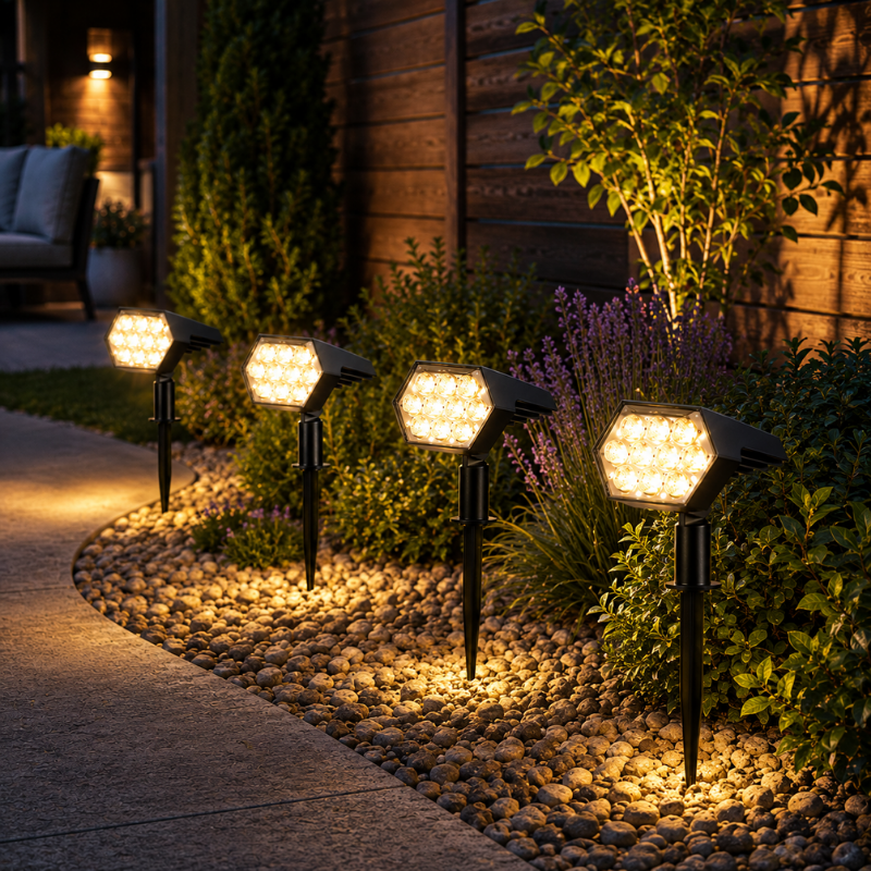 2 Piece 92 LED Solar Spot Light IP67 Waterproof Garden Landscape Light Warm White