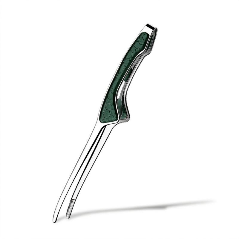 Green Silver Stainless Steel BBQ Tongs Non-Slip Cooking Food Clip