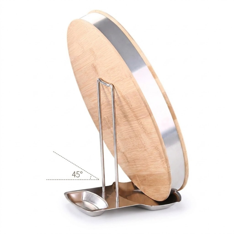 Stainless Steel Pot Lid Rack Detachable Kitchen Organizer Pan Cover Holder Spoon Spatula Stand