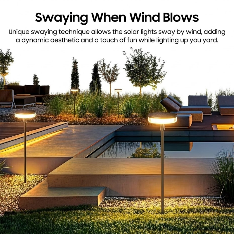 2 Piece Solar Swaying Pathway Lights Outdoor IP65 Waterproof Garden Lawn Decor Lights