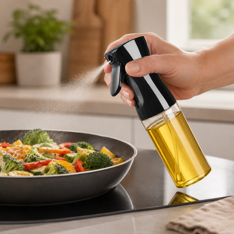 3 Piece 200ml Oil Spray Bottles Black Kitchen Mist Sprayer for Cooking BBQ