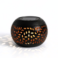 Black Solar Garden Light Decorative Hollow Pattern Outdoor LED Landscape Lamp Waterproof Warm White