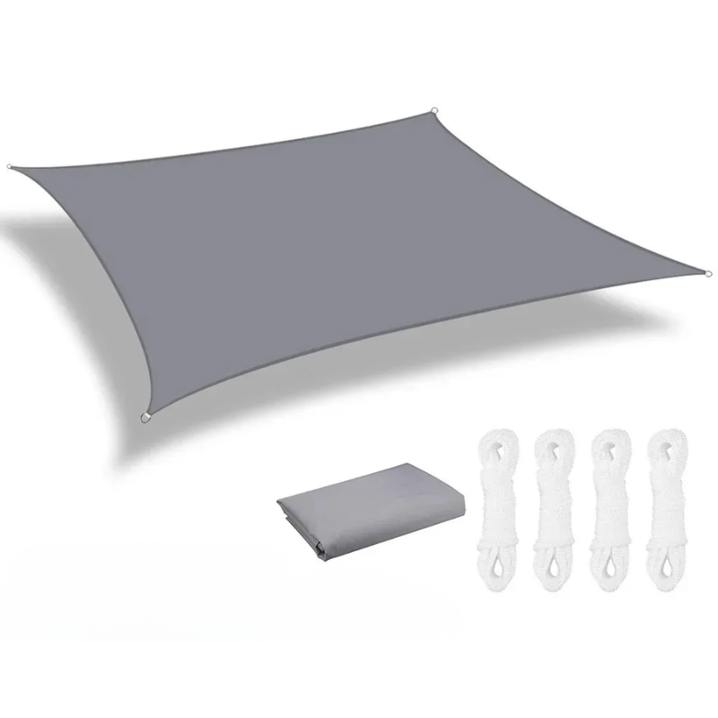 Waterproof Sun Shade Sail Light Gray 4 × 6 m Rectangle Canopy with 98% UV Protection for Garden Patio and Pool