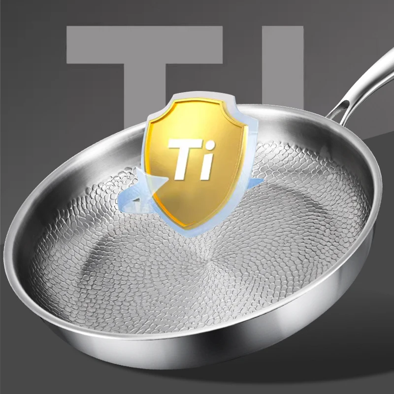 30cm Pure Titanium Frying Pan with Hammer Pattern Surface for Induction and Gas Cooktops