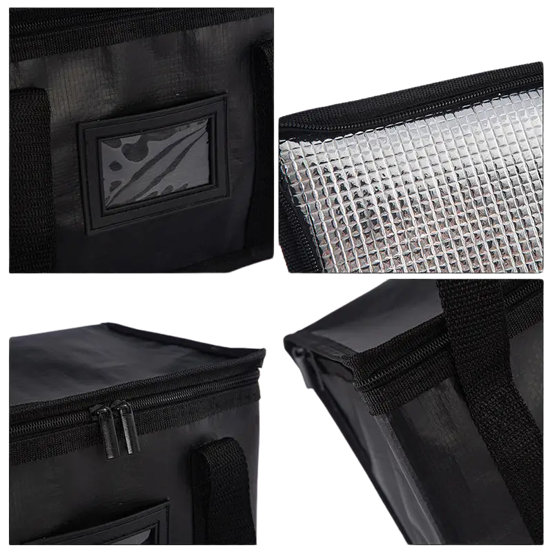 70L Insulated Food Delivery Bag Portable Thermal Cooler Carrier with Zipper Black