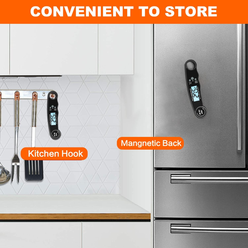 Portable Digital Kitchen Thermometer with Foldable Probe for Meat BBQ Oven and Cooking
