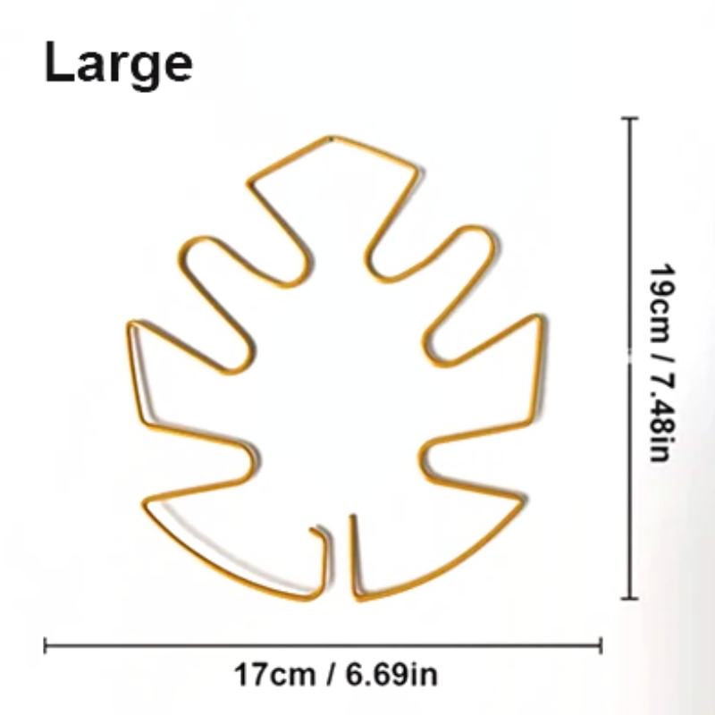 19cm Large Metal Plant Stem Support Gold Monstera Climbing Stabilizer Decorative Leaf Design