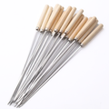 10 Pack Stainless Steel BBQ Skewers with Wooden Handles Reusable Grill Sticks