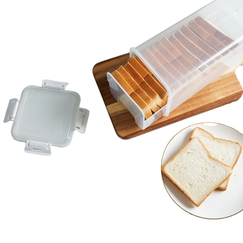 Clear Airtight Bread Loaf Storage Container Tall Bread Saver Box White with Drawer