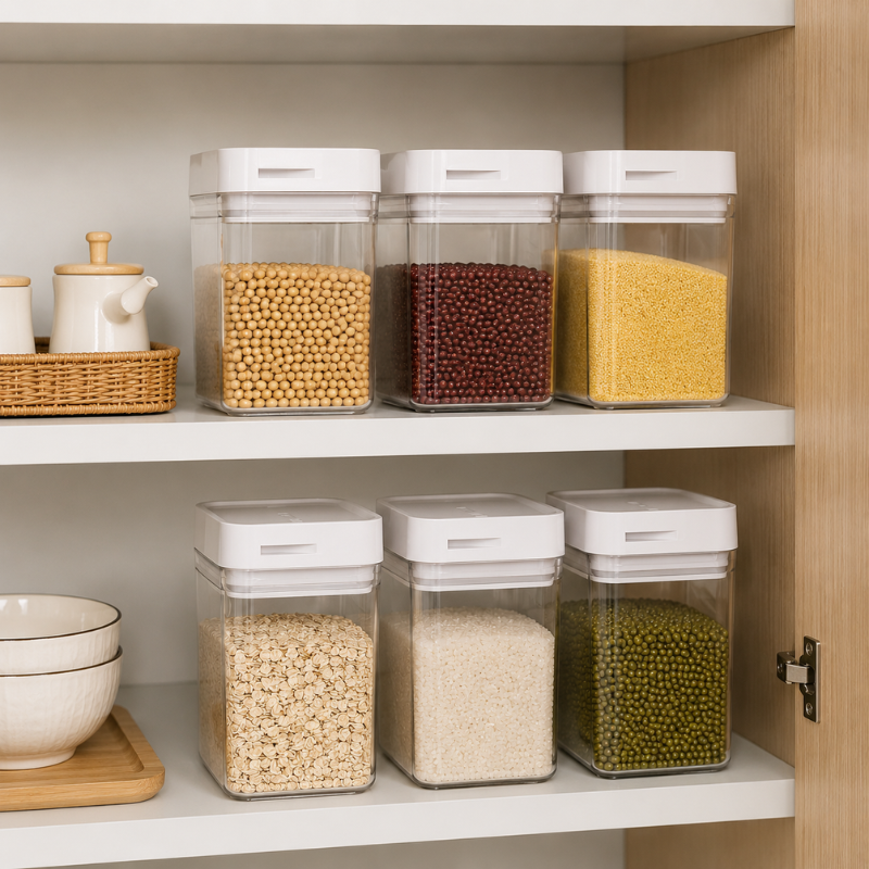 800ml Transparent Pasta Storage Box Plastic Dry Food Container with Lid