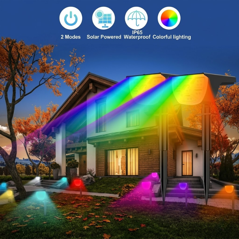 18LED RGB Solar Powered Garden Pathway Light Waterproof Outdoor Landscape Lamp