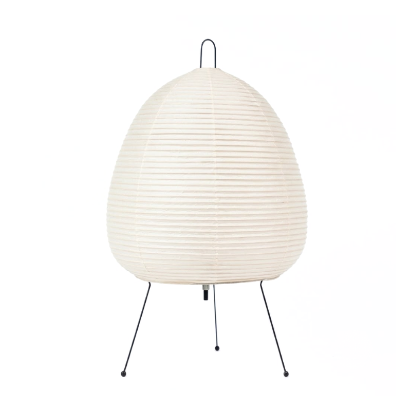 Japanese Style Paper Table Lamp LED Lantern Desk Light with Iron Tripod for Bedroom Living Room