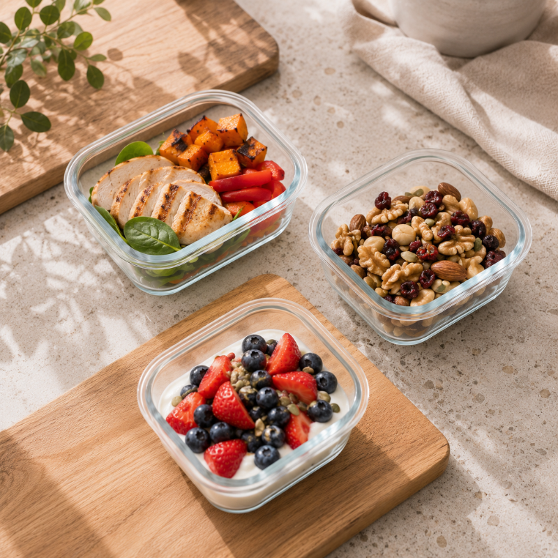 320ml Square Glass Food Storage Container with Lid Microwave Freezer Dishwasher Friendly