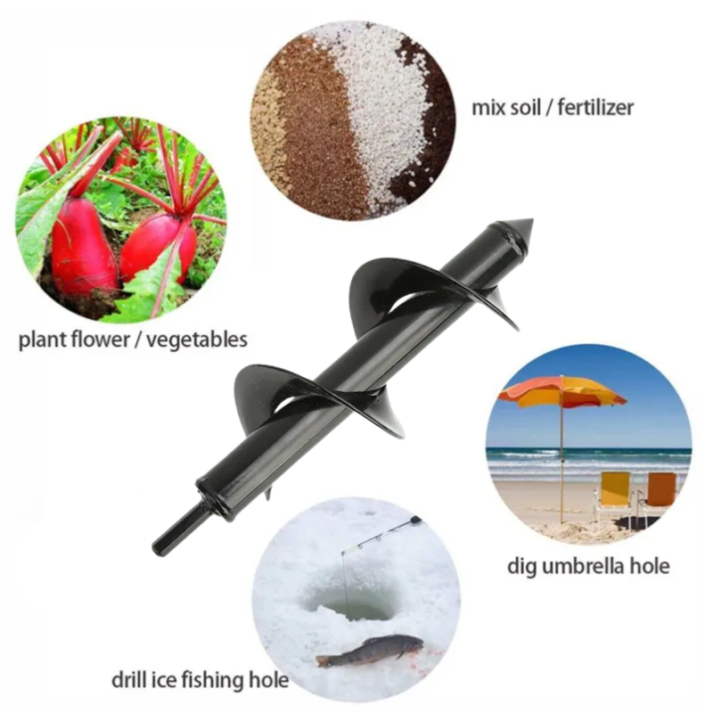 Spiral Garden Auger Drill Bit 8x25cm Soil Digging Planting Tool for Electric Drill