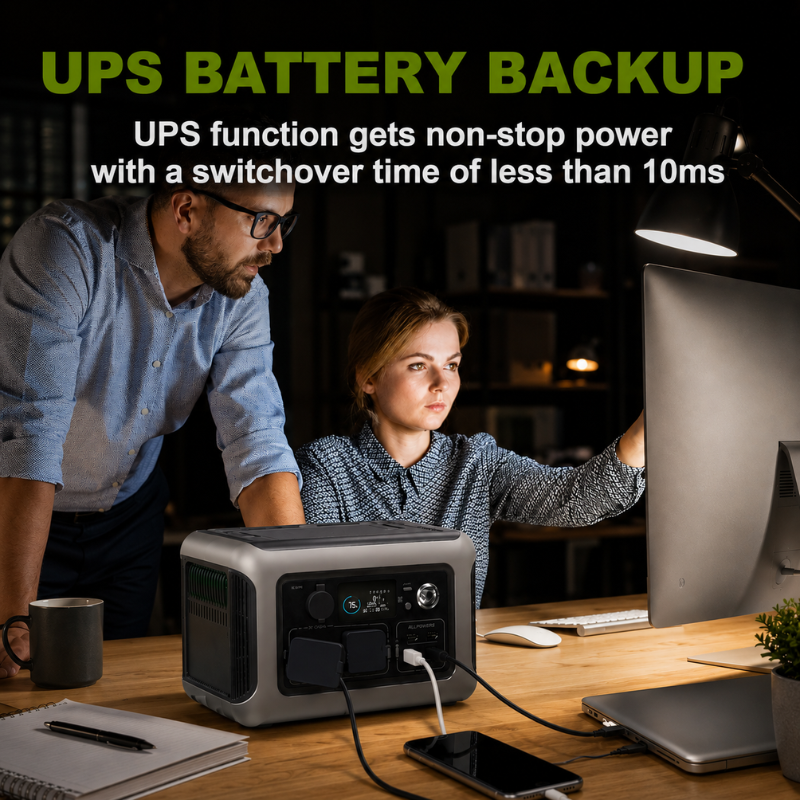 Portable Power Station 299Wh LiFePO4 Battery 600W Outdoor Backup Generator with AC USB-C and Wireless Charging