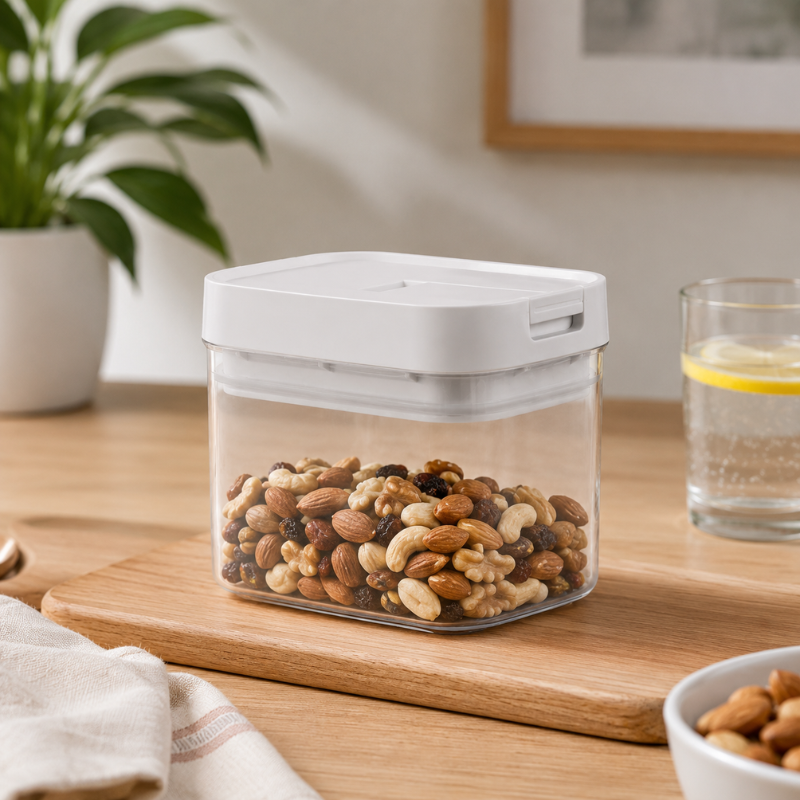 500ml Transparent Pasta Storage Box Plastic Dry Food Container with Lid