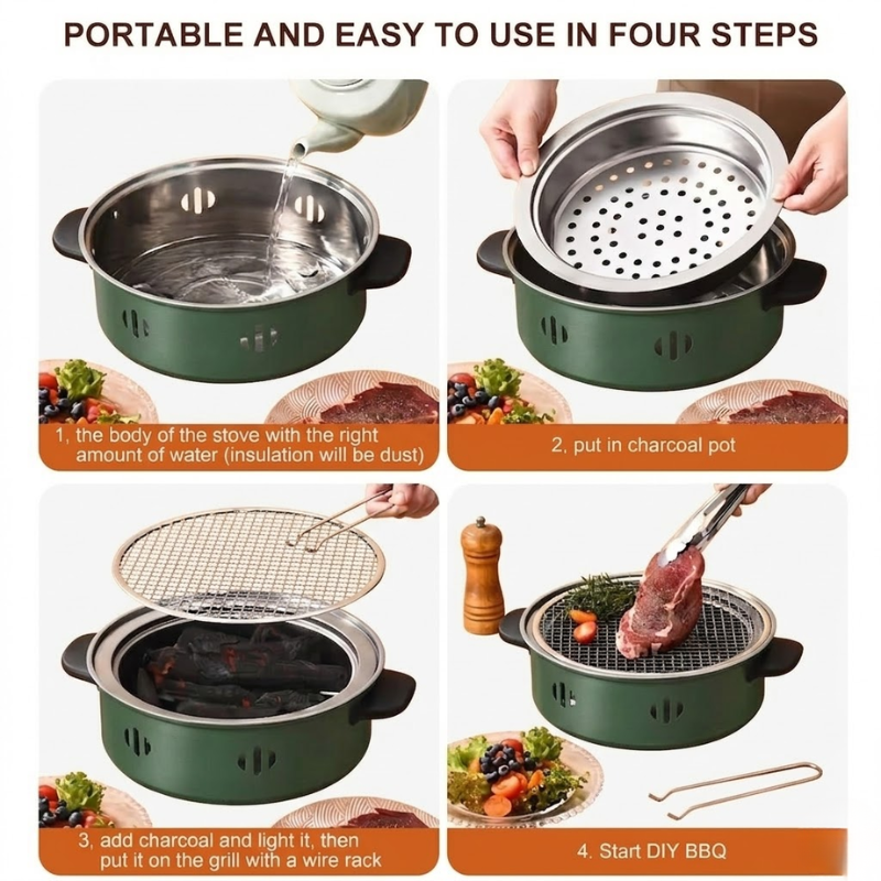 Portable Tabletop BBQ Grill Stove with Grill Net for Camping and Backyard