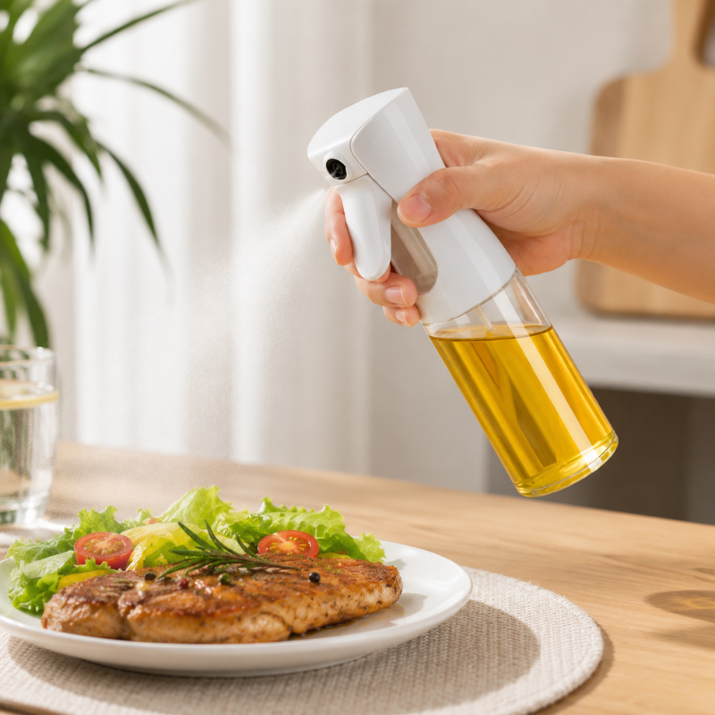 3 Piece 200ml Oil Spray Bottles White Kitchen Mist Sprayer for Cooking BBQ