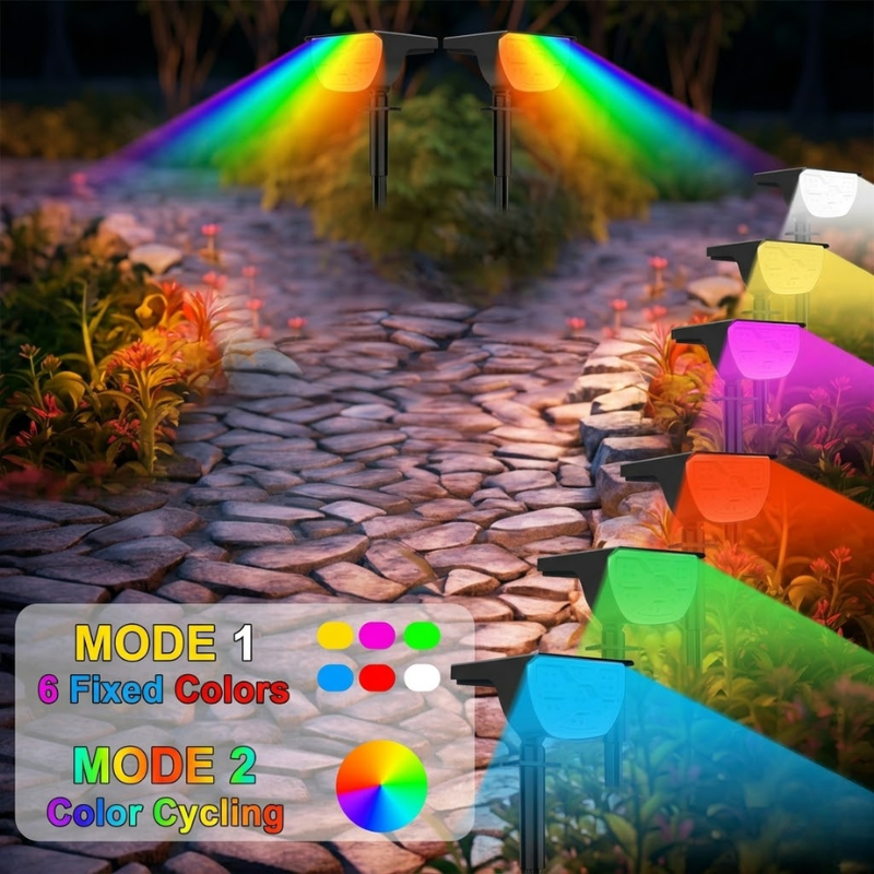 18LED RGB Solar Powered Garden Pathway Light Waterproof Outdoor Landscape Lamp