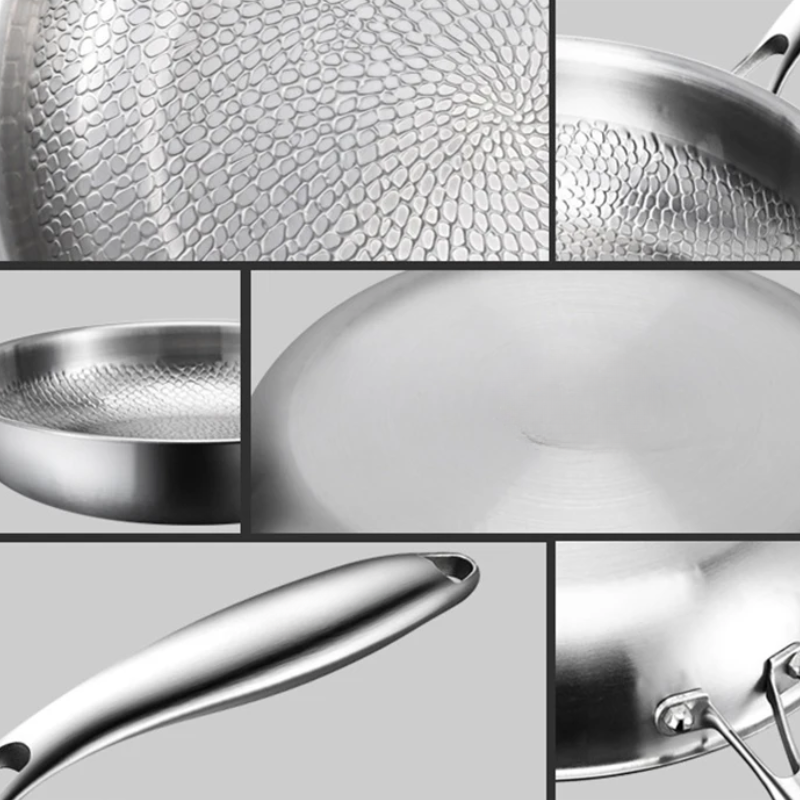 30cm Pure Titanium Frying Pan with Hammer Pattern Surface for Induction and Gas Cooktops