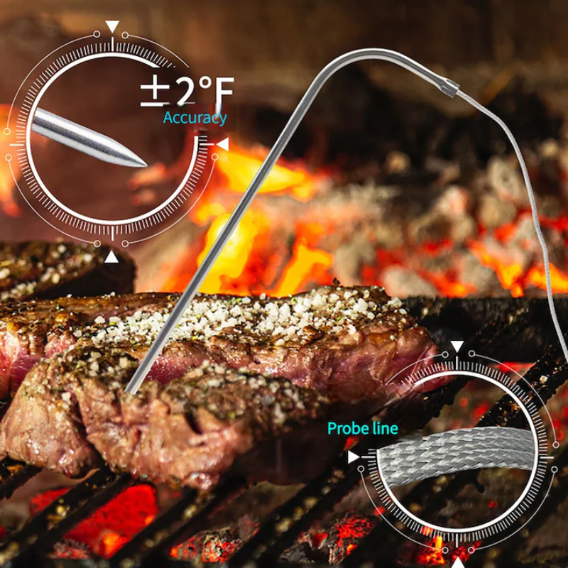 Digital Food Thermometer with Temperature Alert for BBQ Grill Oven and Cooking