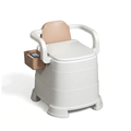Portable Commode Chair High Coffee Hard Seat Removable Bucket and Armrests for Home Care