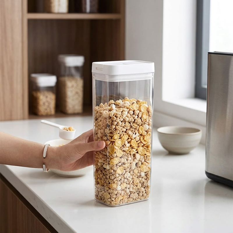 1800ml Transparent Pasta Storage Box Plastic Dry Food Container with Lid