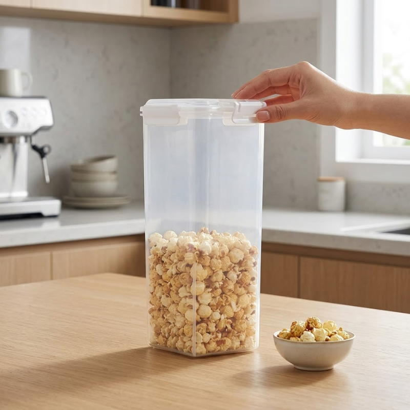 Clear Airtight Bread Loaf Storage Container Tall Bread Saver Box White without Drawer