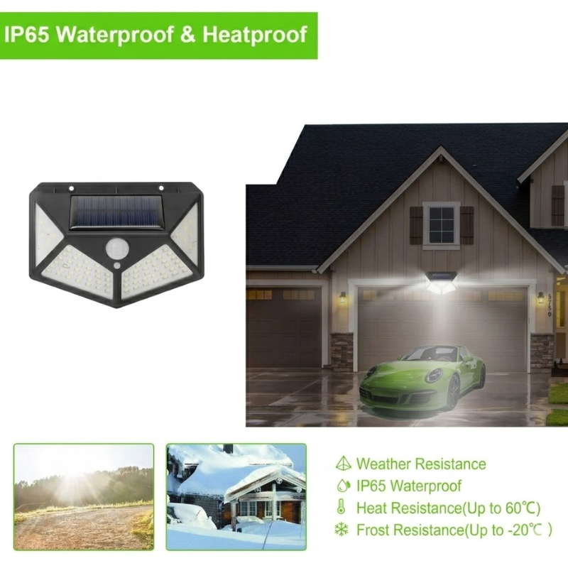 100 LED Solar Motion Sensor Light Outdoor IP65 Waterproof Wall Security Light