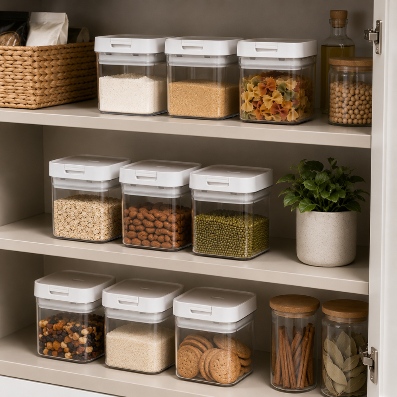 500ml Transparent Pasta Storage Box Plastic Dry Food Container with Lid