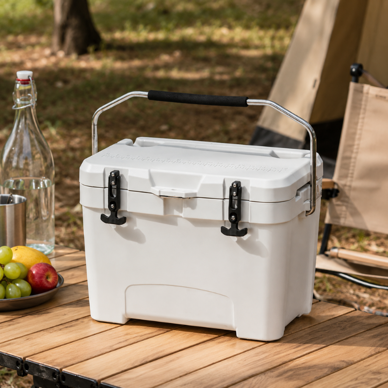25L Portable Ice Cooler Box White Insulated Camping Cold Storage Box