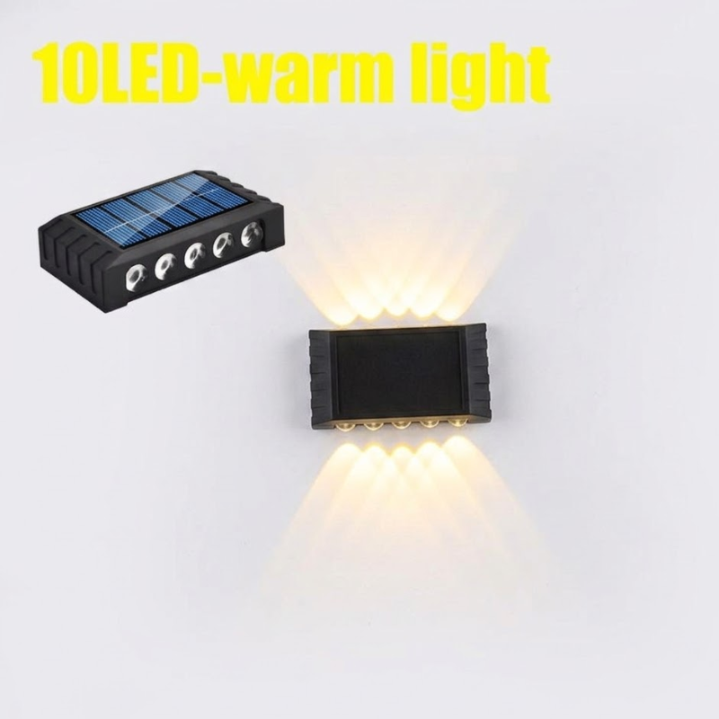 10 LED Solar Wall Light Warm Light Up and Down Outdoor Waterproof Garden Lamp