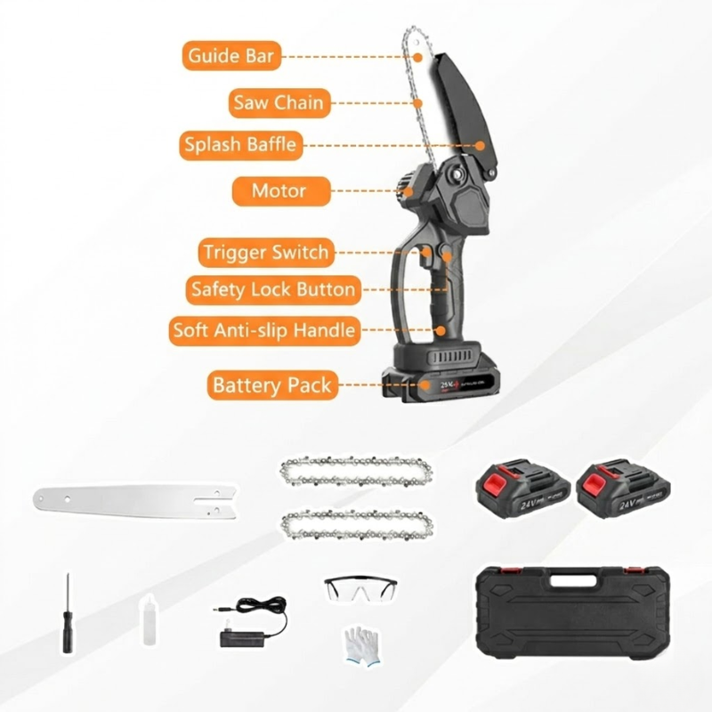 6 Inch Mini Cordless Electric Pruning Saw Rechargeable Wood Cutting Tool with 2 Batteries