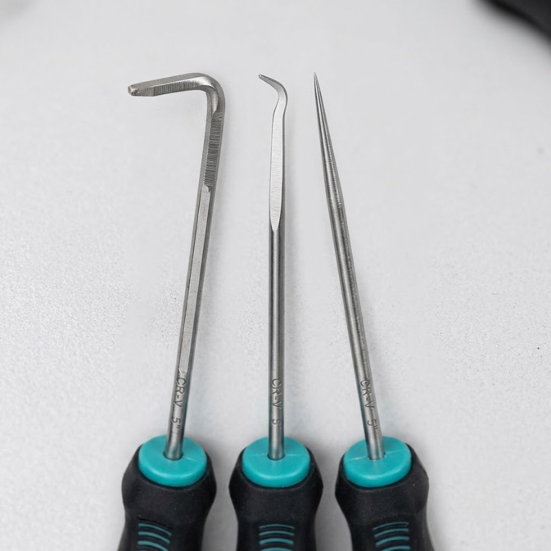 3 Piece 24cm Pick and Hook Tool Set O-Ring Seal Remover Precision Repair Tools Blue