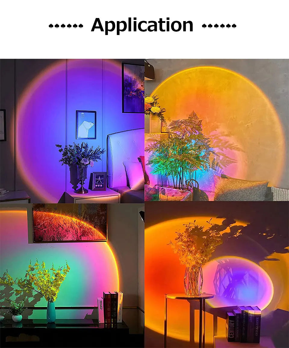 Smart RGB Sunset Projection Lamp with App Control Remote and USB Powered Mood Lighting