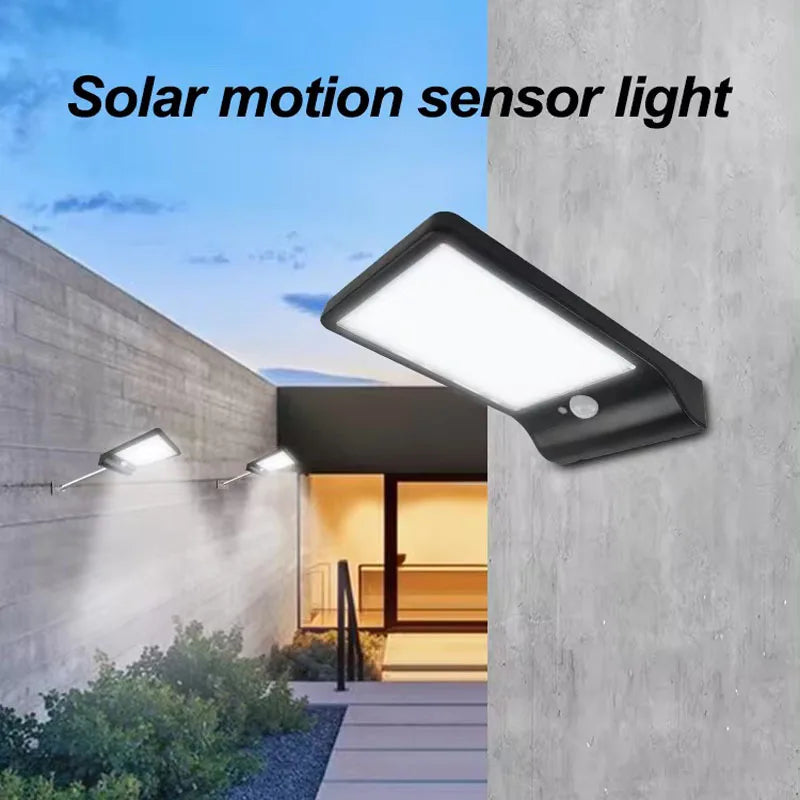 48 LED Solar Powered Wall Light with Motion Sensor Remote Control IP65 Waterproof
