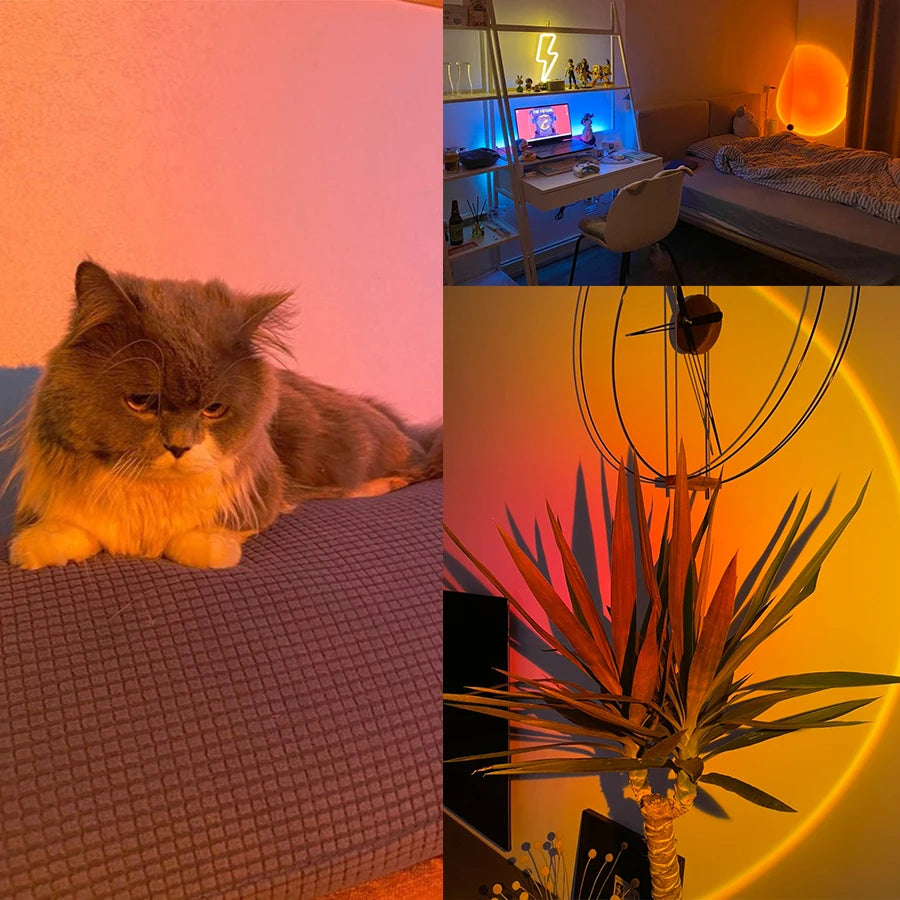 Smart RGB Sunset Projection Lamp with App Control Remote and USB Powered Mood Lighting