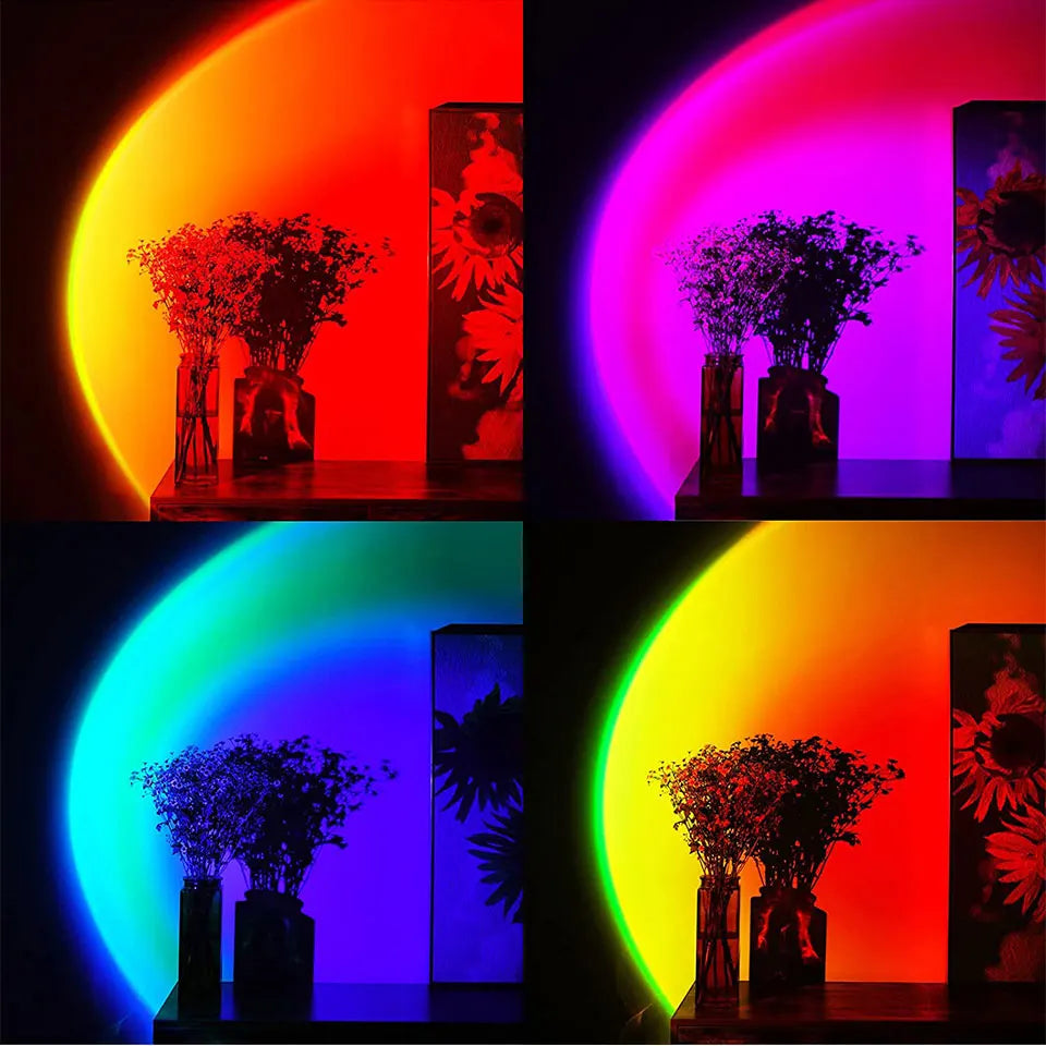 Smart RGB Sunset Projection Lamp with App Control Remote and USB Powered Mood Lighting