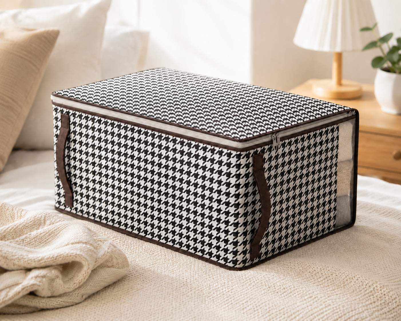 Quilt Storage Bag 65x50x30CM Non-Woven Clothes Organizer with Transparent Window