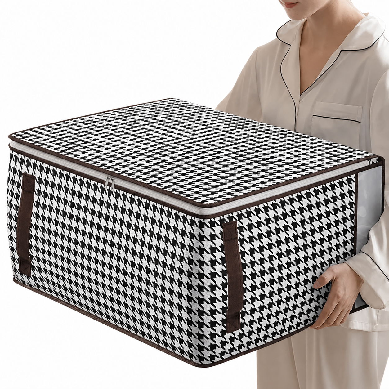 Quilt Storage Bag 65x50x30CM Non-Woven Clothes Organizer with Transparent Window