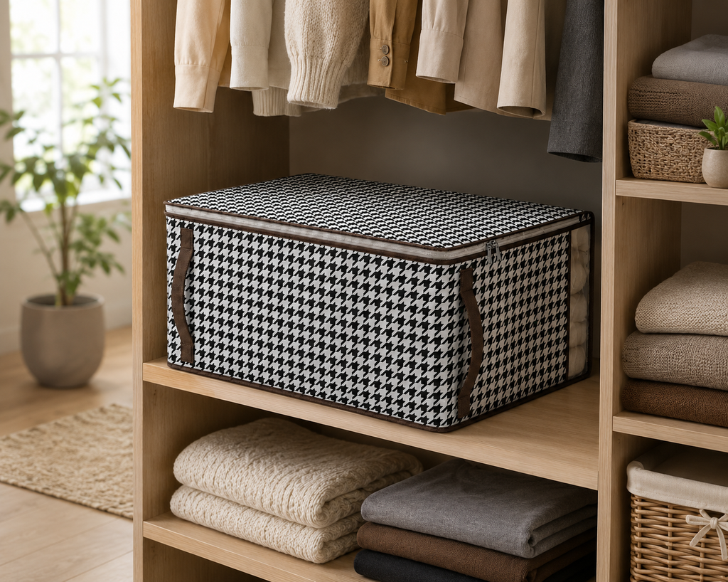 Quilt Storage Bag 65x50x30CM Non-Woven Clothes Organizer with Transparent Window