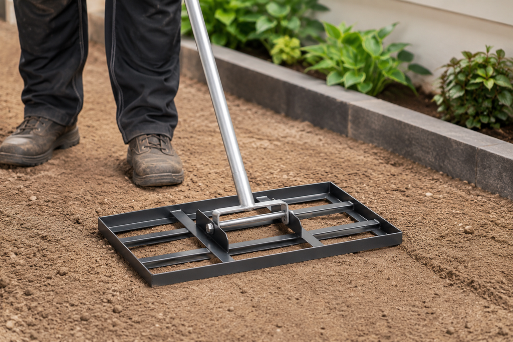 Carbon Steel Lawn Leveling Rake Heavy Duty Ground Soil Leveler 10x30x84inch Adjustable Handle