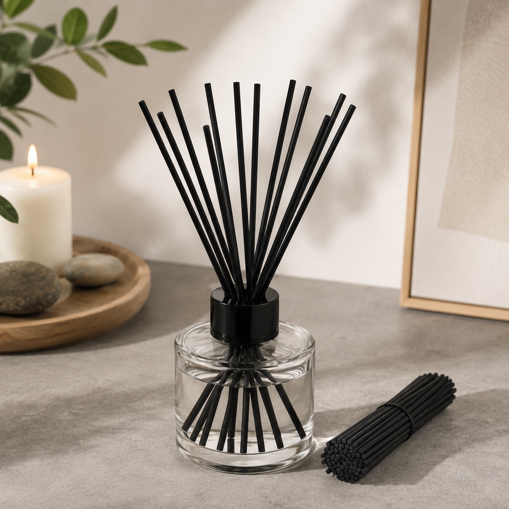 25 Piece Black Fiber Reed Sticks 3x300mm Diffuser Replacement Sticks Home Fragrance