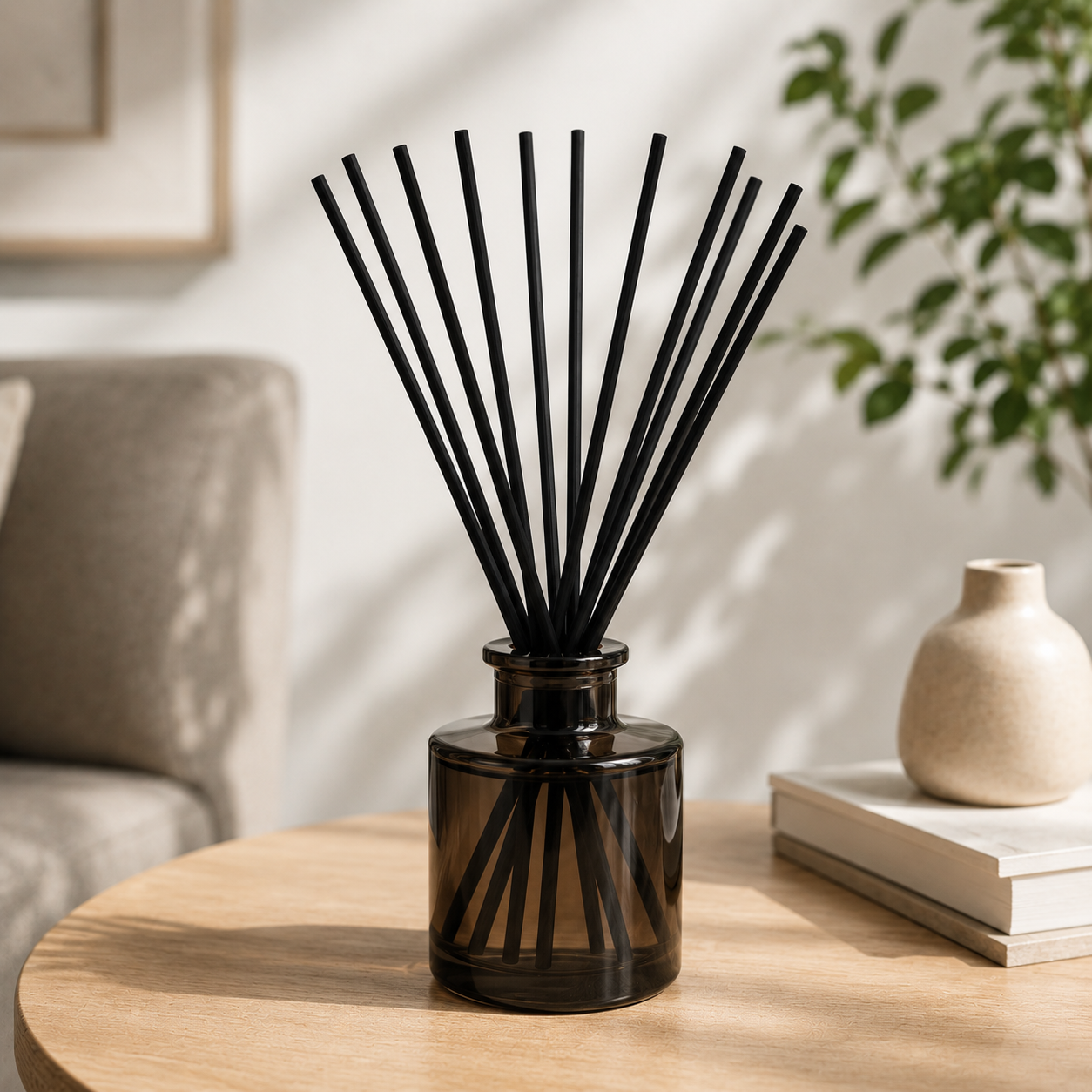 25 Piece Black Fiber Reed Sticks 3x300mm Diffuser Replacement Sticks Home Fragrance