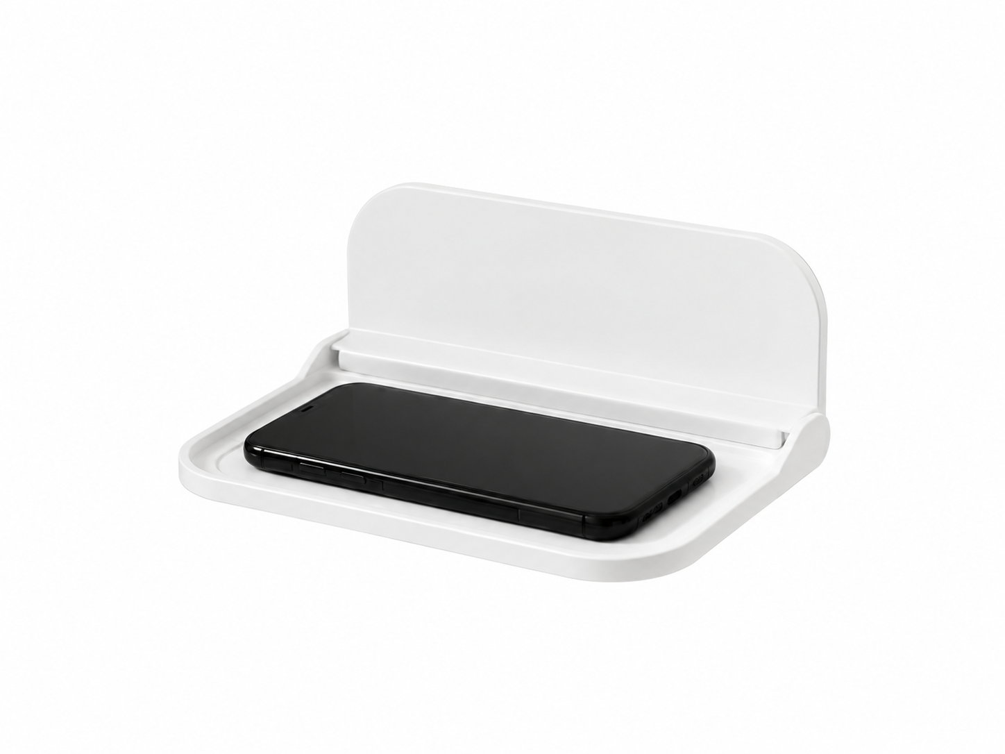 White Folding Wall Mounted Shelf Punch Free Storage Rack Phone Holder Space Saving