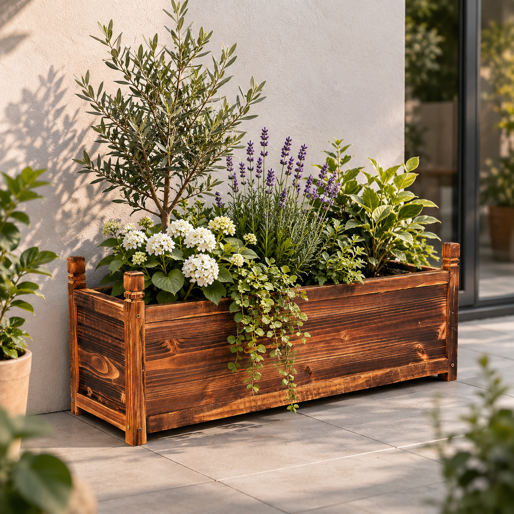 Medium Wooden Raised Garden Bed Planter Box Indoor Outdoor Flower Herb Vegetable
