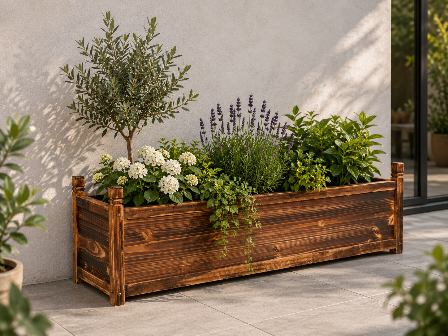 Large Wooden Raised Garden Bed Planter Box Indoor Outdoor Flower Herb Vegetable