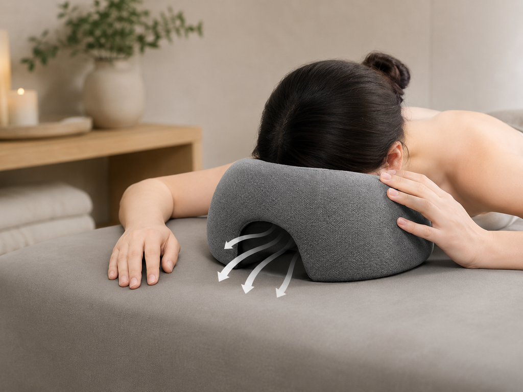 Face Down Desk Nap Pillow Memory Foam Prone Rest Head Support Cushion Gray