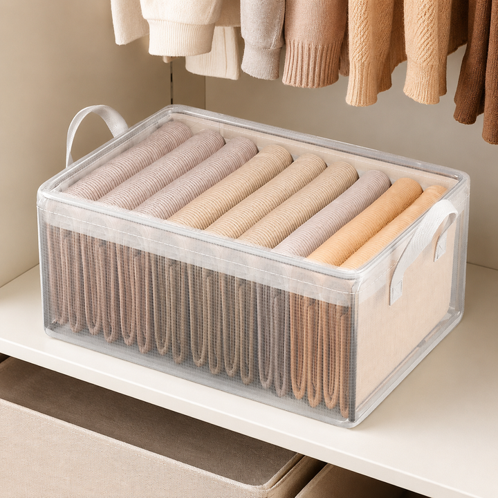 Transparent Storage Box PVC Steel Frame Waterproof Foldable Organizer Bin