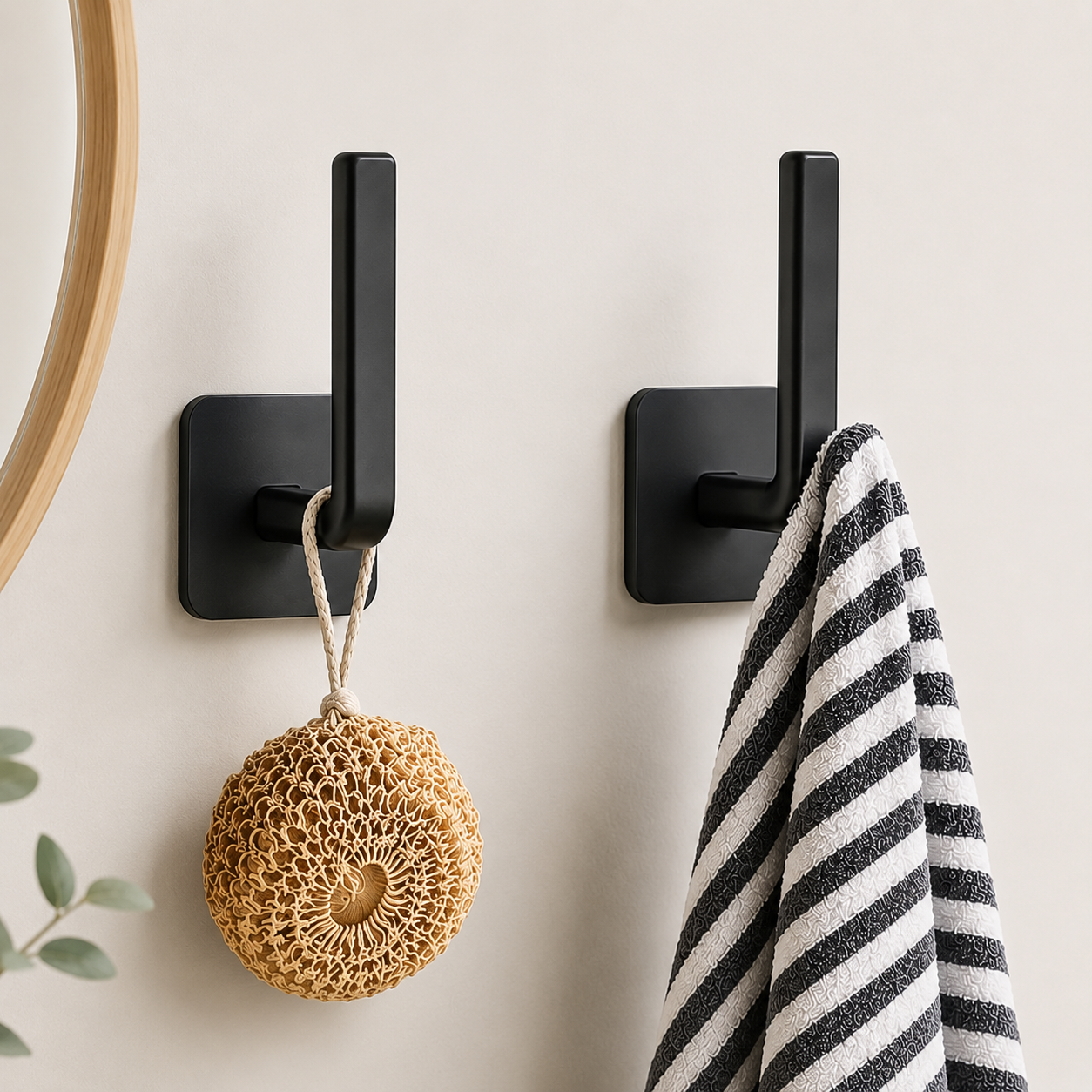 2 Piece Adhesive Wall Hooks No Drill Strong Paste Hook Storage Rack